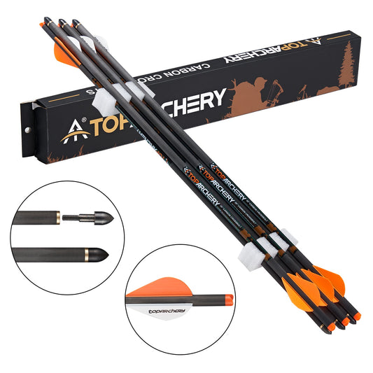 Archery 20" Crossbow Bolts Pure Carbon Shaft Straightness.006 6PK For Crossbow Hunting Arrows