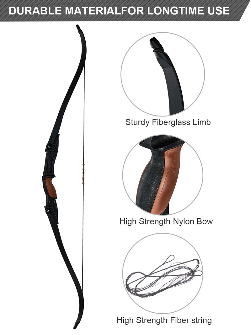 56" Combat Archery Ambidextrous Takedown Recurve Bow Left Right Handed 25lbs