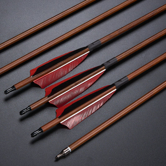 12pcs Archery 30" Turkey Feather Carbon Arrows Spine 500 Target Hunting Arrows