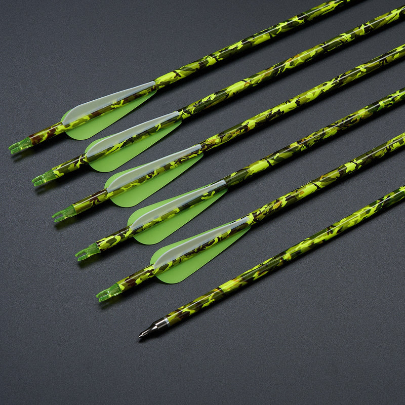 12pcs 30" Archery Pattern Carbon Arrows ID6.2 SP 500 Compound Traditional Bow Hunting