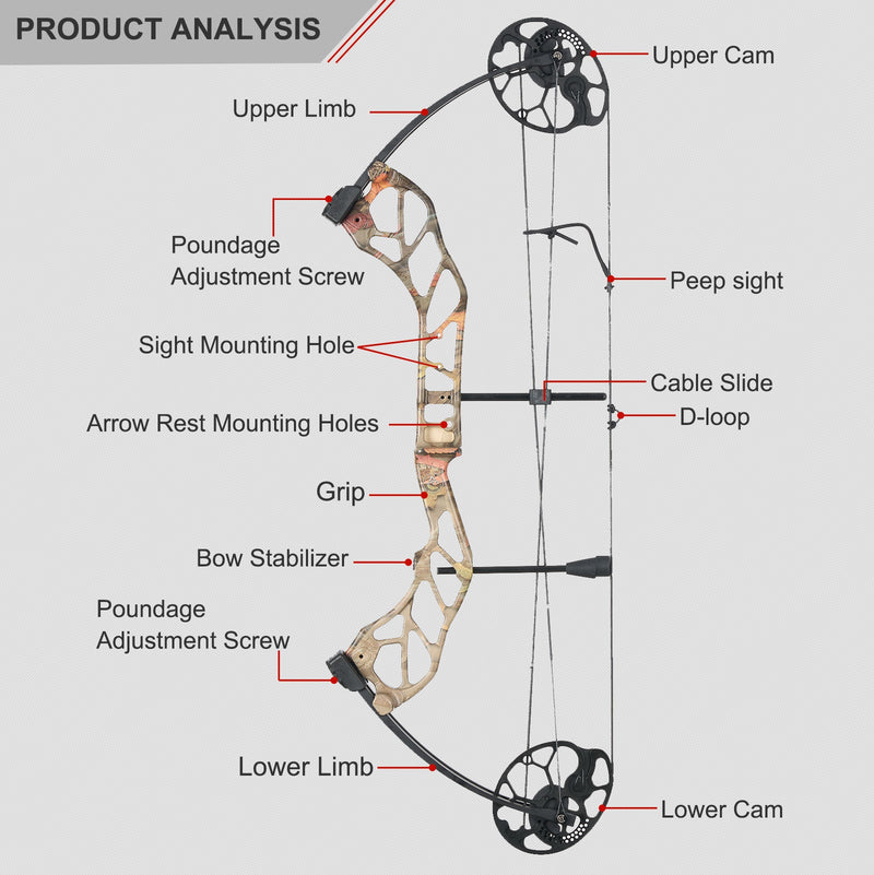 Adults Compound Bow Set Beginner Hunting Bow 19-70lbs Left Right Hand