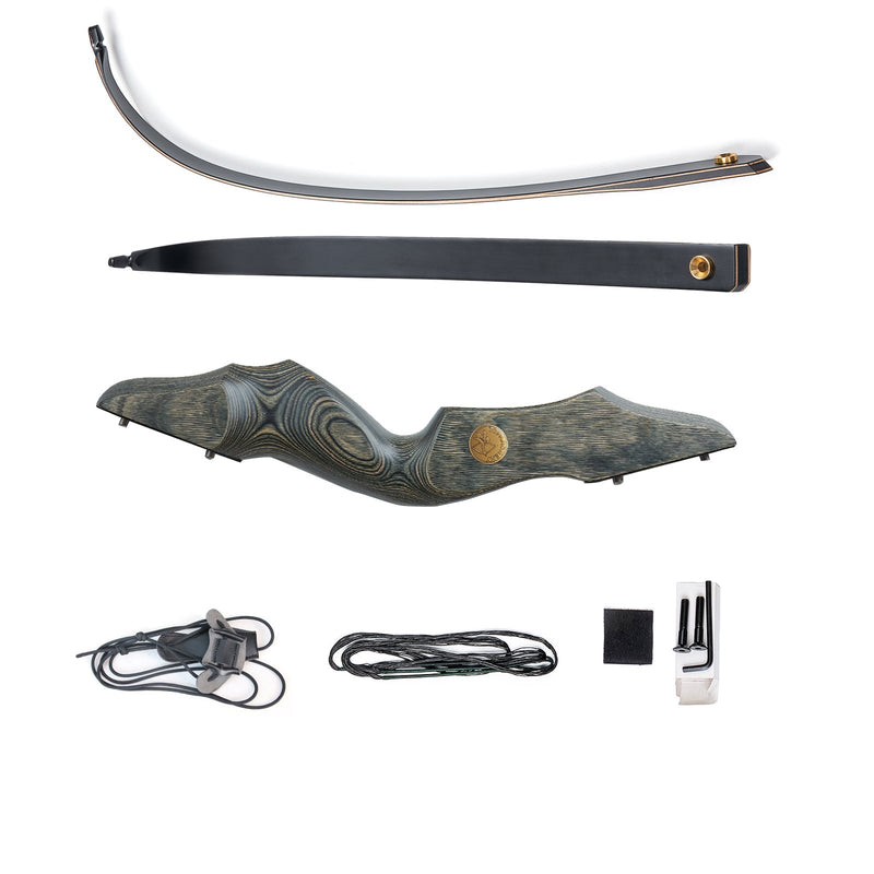 Archery 60" Laminated Takedown Recurve Bow and Arrows Kit LH Hunting Bow with 12pcs Carbon Arrows 30-50lbs