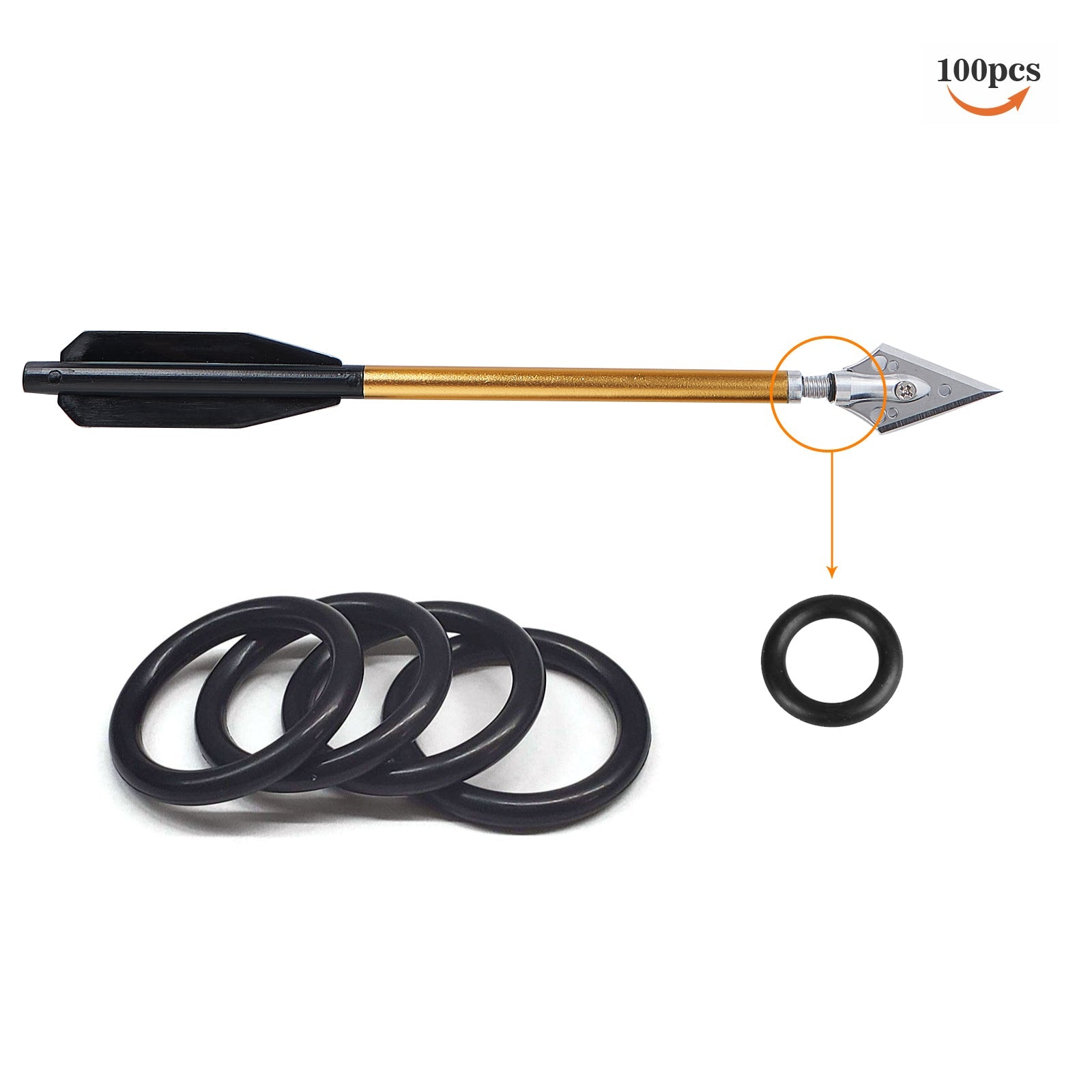 100Pcs Archery Rubber ORings Broadhead Replacement Rubber Bands for 6