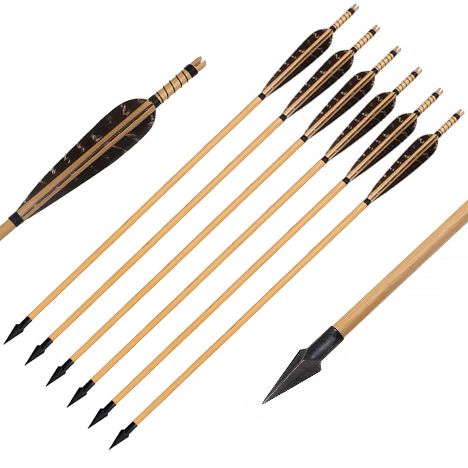 Archery Shooting Wooden Arrows Black Fletching Archery Wood Arrow