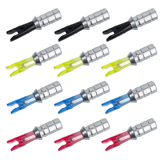 12Pcs Archery Arrow Pin Nock Aluminum Pins and Plastic Nocks for ID 6.2 mm Arrow Shaft DIY Archery Accessories