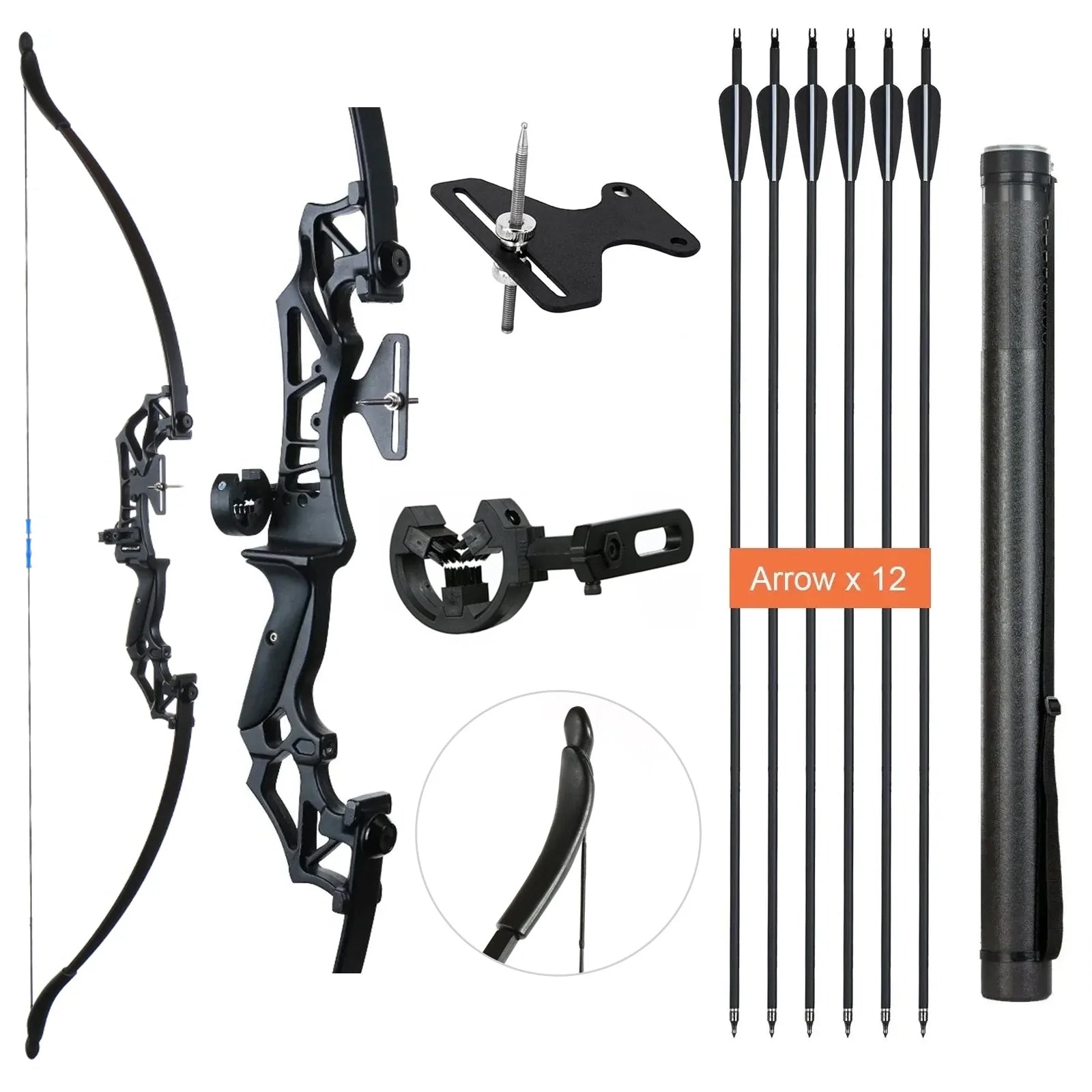 Archery 53" Takedown Recurve Bow and Arrows Set Right Hand Bow with Ad