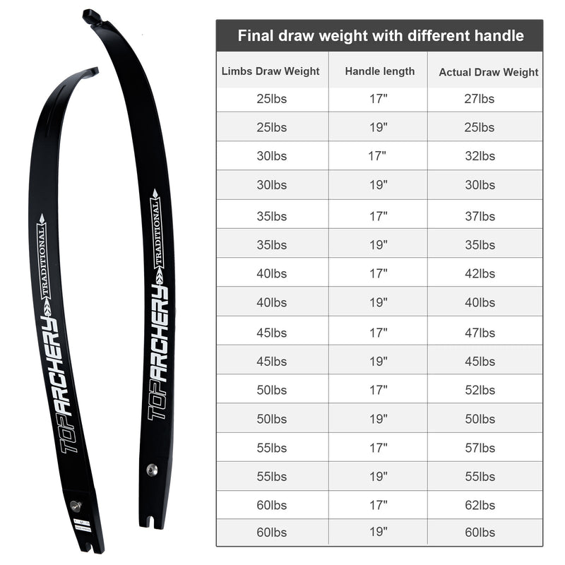 TopArchery ILF Recurve Bow Limbs 25-60lbs Target Shooting Accessory