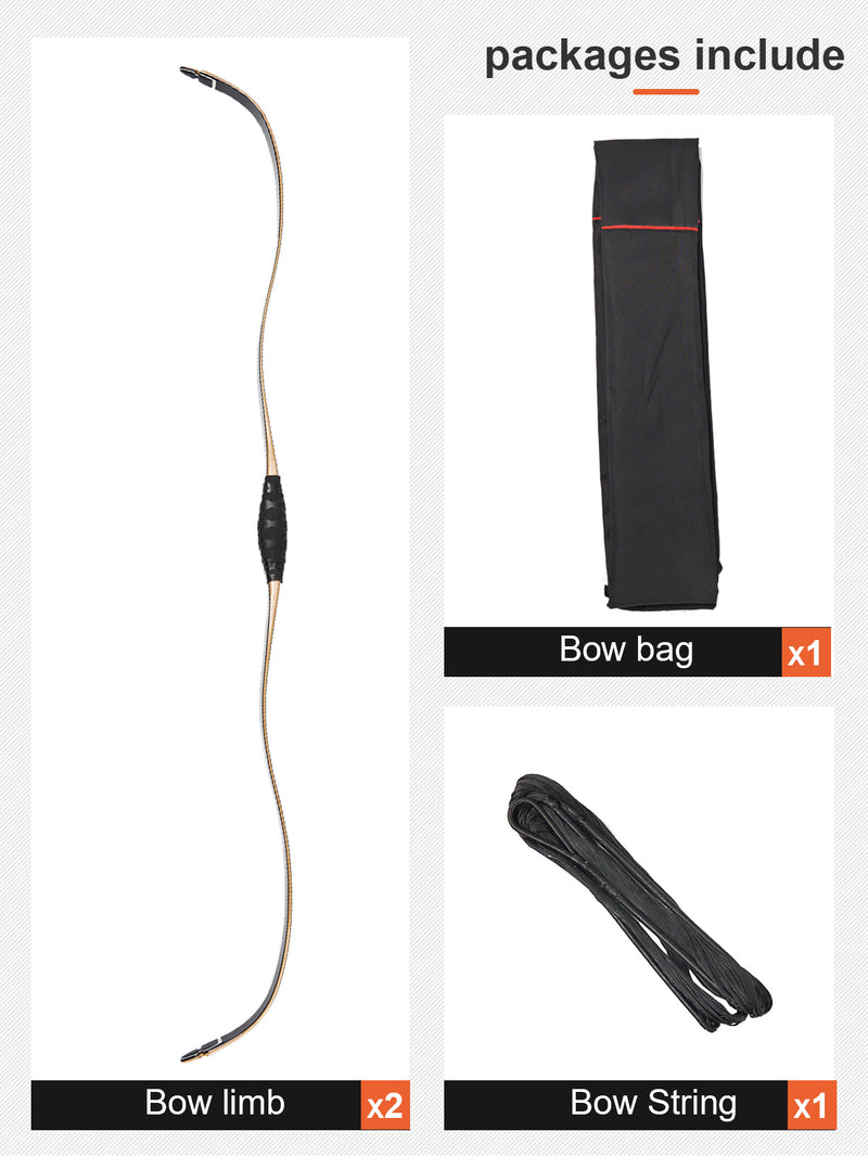 Archery 46" Traditional Horse Bow Recurve Laminated Bow Hunting Practice 25-50lbs