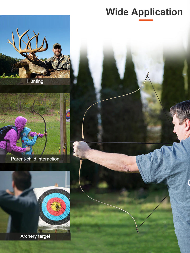 Archery 46" Traditional Horse Bow Recurve Laminated Bow Hunting Practice 25-50lbs