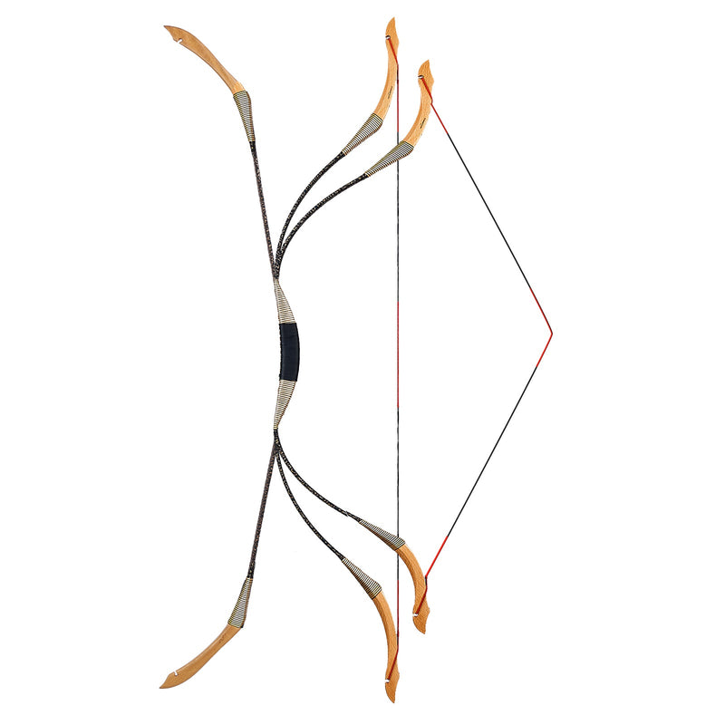 Archery 48"- 54" Traditional Recurve Bow and Wood Arrows Set Mongolian Horse Bow 30-50lbs