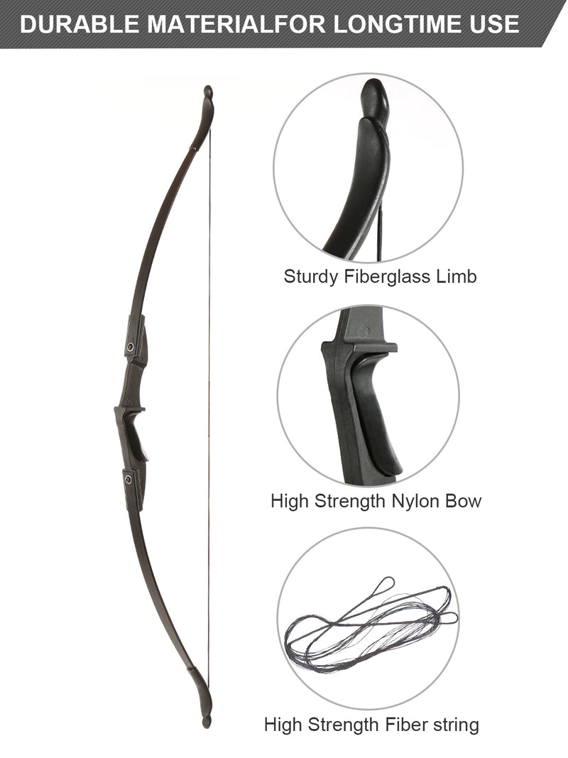 Archery 57" Ambidextrous Takedown Recurve Bow Set for Beginner Teenagers Practice Left Right Hand 20-40lbs