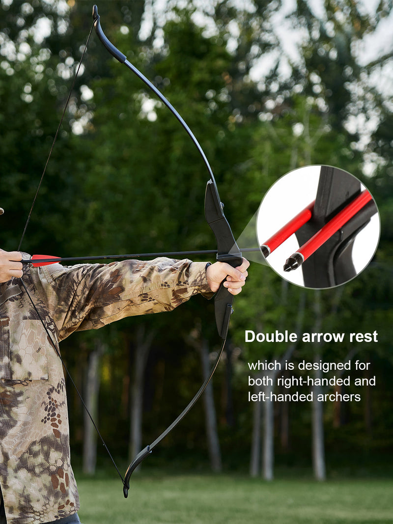 57" Archery Beginner Ambidextrous Recurve Bow Set with Quiver for Teenagers Left Right Hand Bow 20/30/40lbs