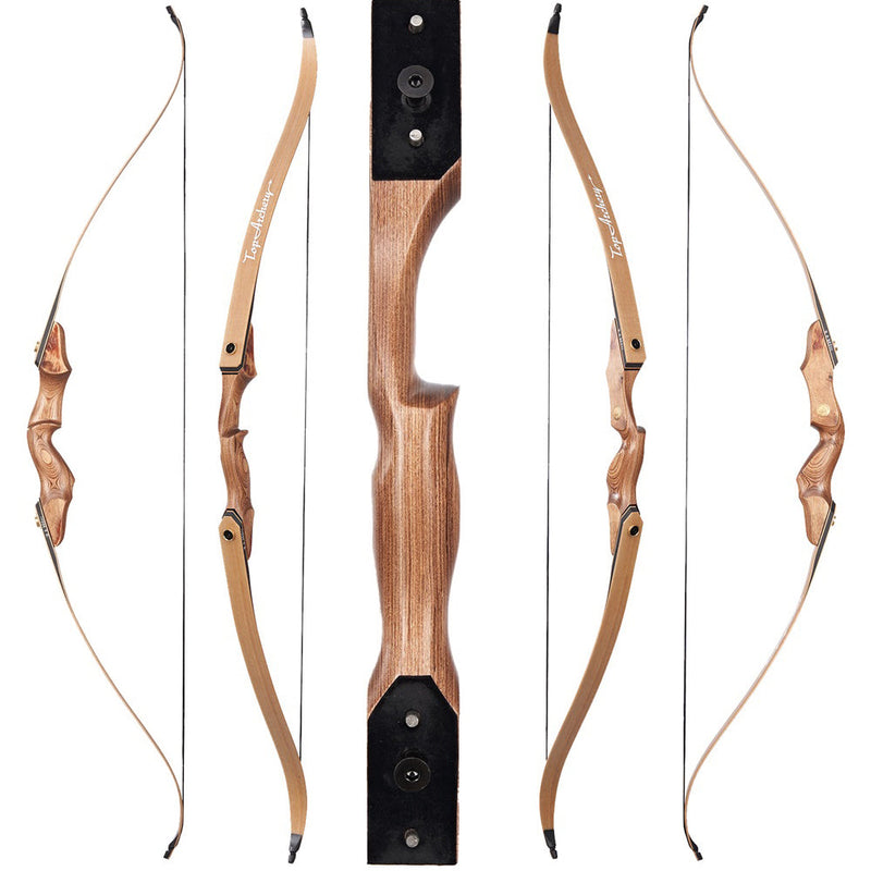 60" Archery Hunting Bow Wood Laminated Takedown Recurve Bow Right Handed 30-50lbs