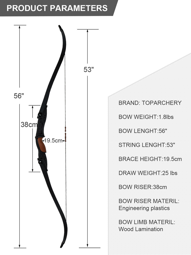 56" Combat Archery Ambidextrous Takedown Recurve Bow Left Right Handed 25lbs