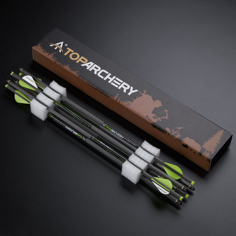 Archery 20" Crossbow Bolts Pure Carbon Shaft Straightness.006 6PK For Crossbow Hunting Arrows