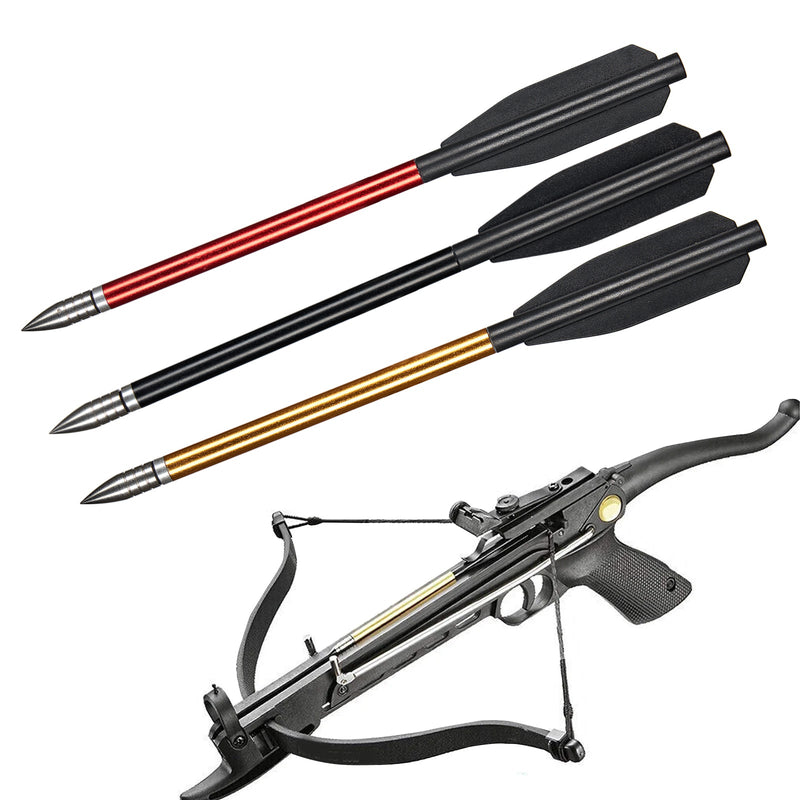 24pcs 6.3" Crossbow Arrows Aluminum Alloy Arrow Shaft Replaceable Arrow Tip Plastic Feather Vane Black/Red/Gold