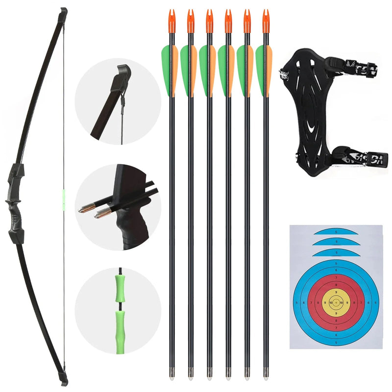 45" Archery Kids Ambidextrous Takedown Recurve Game Bow with Arrows Kit