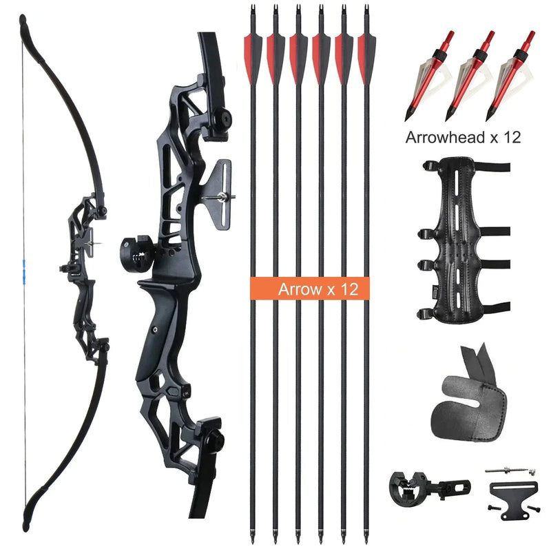 Archery 53" Beginner Recurve Bow and Arrow Set Right Hand Bow for Outdoor Sports Shooting 20/30/40/55lbs