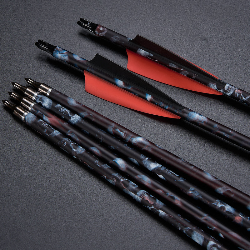 12pcs 30" Archery Pattern Carbon Arrows ID6.2 SP 500 Compound Traditional Bow Hunting