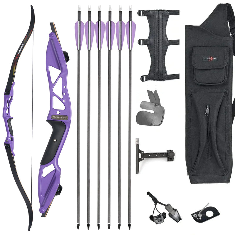 Archery 56" Beginner Competition Recurve Bow and Arrow Set RH Youth Target Shooting Practice Bow 18-50lbs