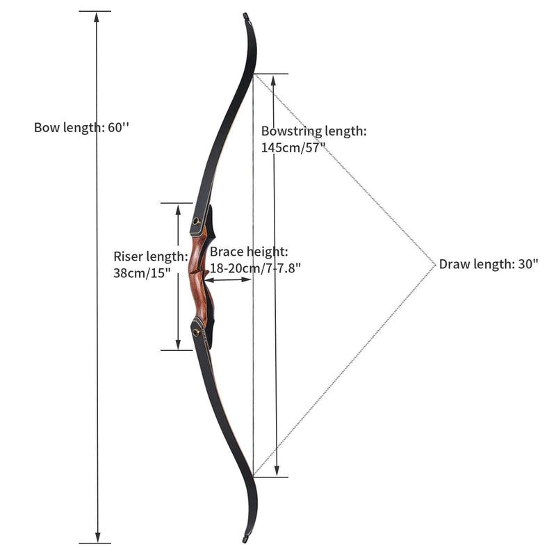 60" Recurve Hunting Bow RH 25-50 LBS with Bow Stabilizers Set