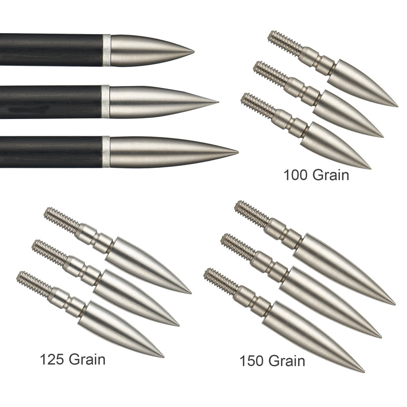 6pcs Broadheads 100/125/150Grain Stainless Steel Arrowheads Arrow Screw-in Tips Hunting Target