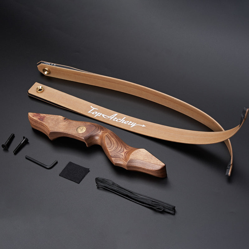 Archery 60" Takedown Recurve Bow and Arrow Set Wood Laminated Hunting Bow RH 30-50lbs