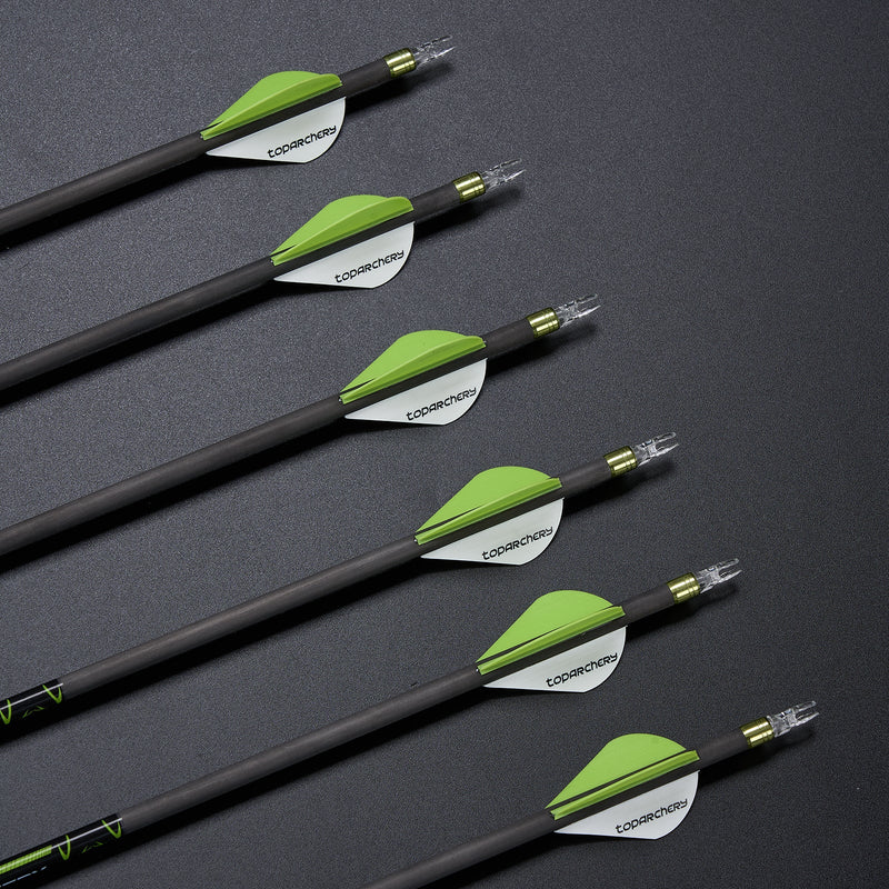 6pcs 30" Pure Carbon Arrows Straightness 0.003 Spine 300/350/400 For Recurve Compound Bow