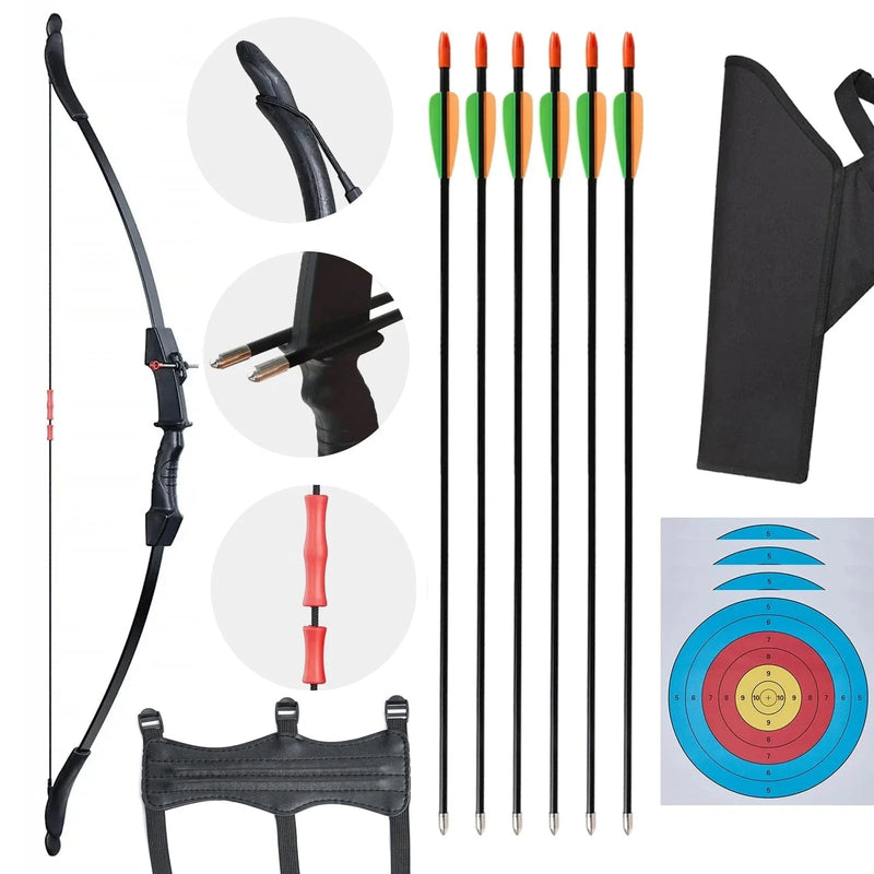 Archery 45" Kids Ambidextrous Recurve Bow Set with Youth Arrow Quiver