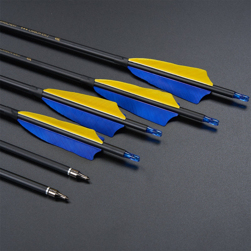 12pcs 30" Archery Feather Fletched Carbon Arrow Spine 600 For Outdoor Shooting Accessories