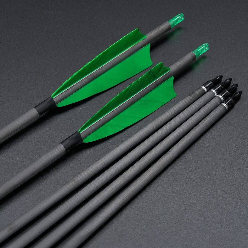 12pcs 32" Archery Turkey Feather Fletched Pure Carbon Arrows Spine 400 For Target Practice Shooting