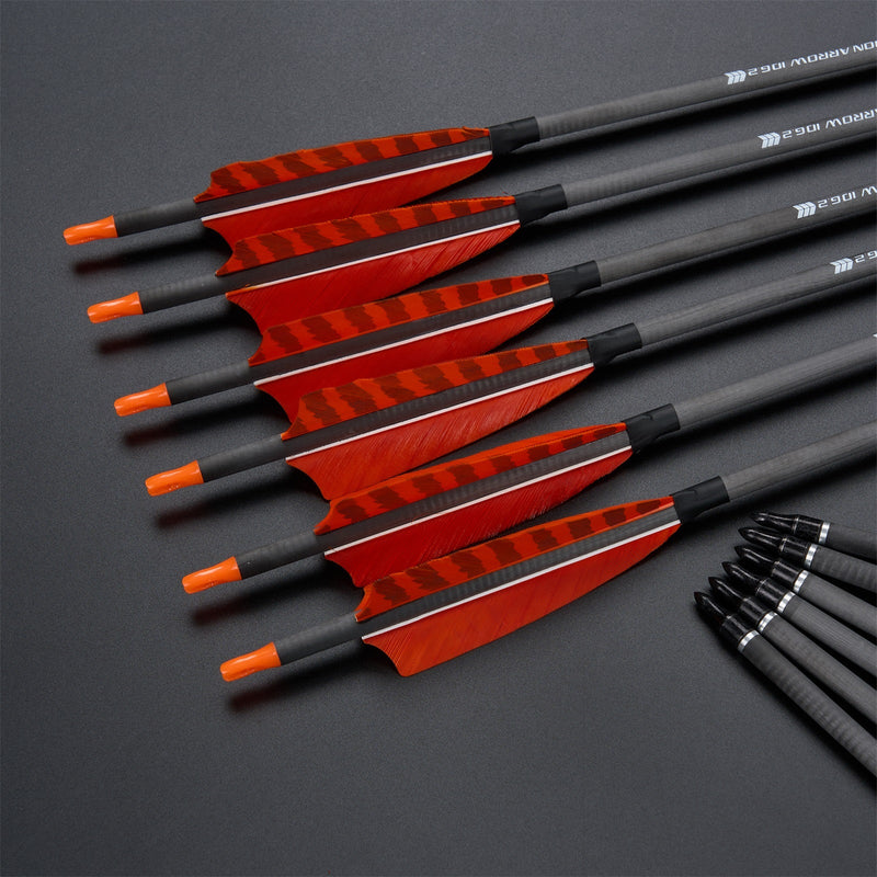 12pcs 32" Archery Turkey Feather Fletched Pure Carbon Arrows Spine 400 For Target Practice Shooting