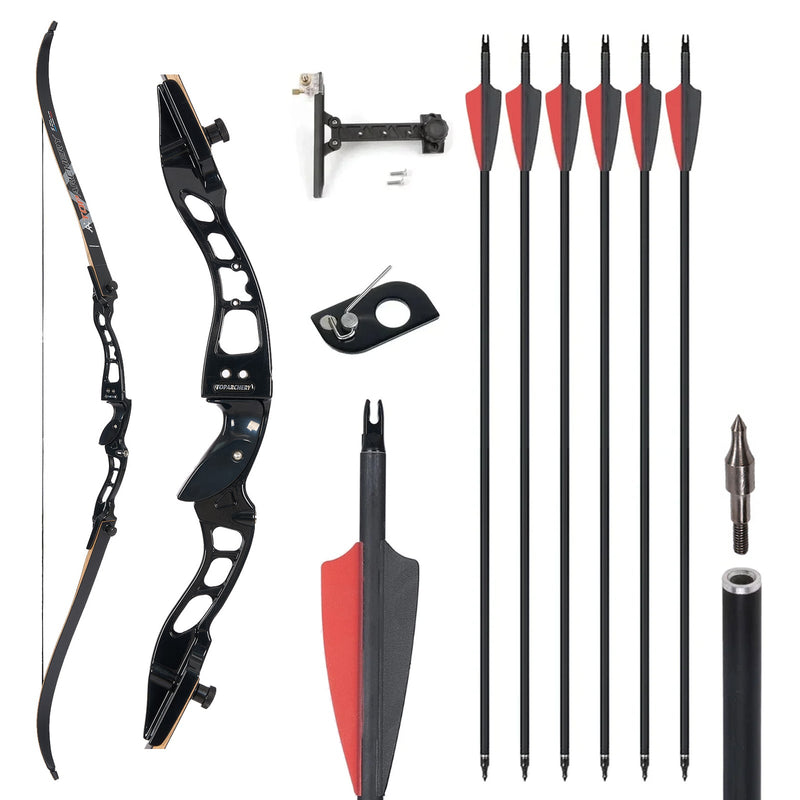 66" Archery Competition Recurve Bow and Arrow Set Right Hand for Beginner 18-50lbs
