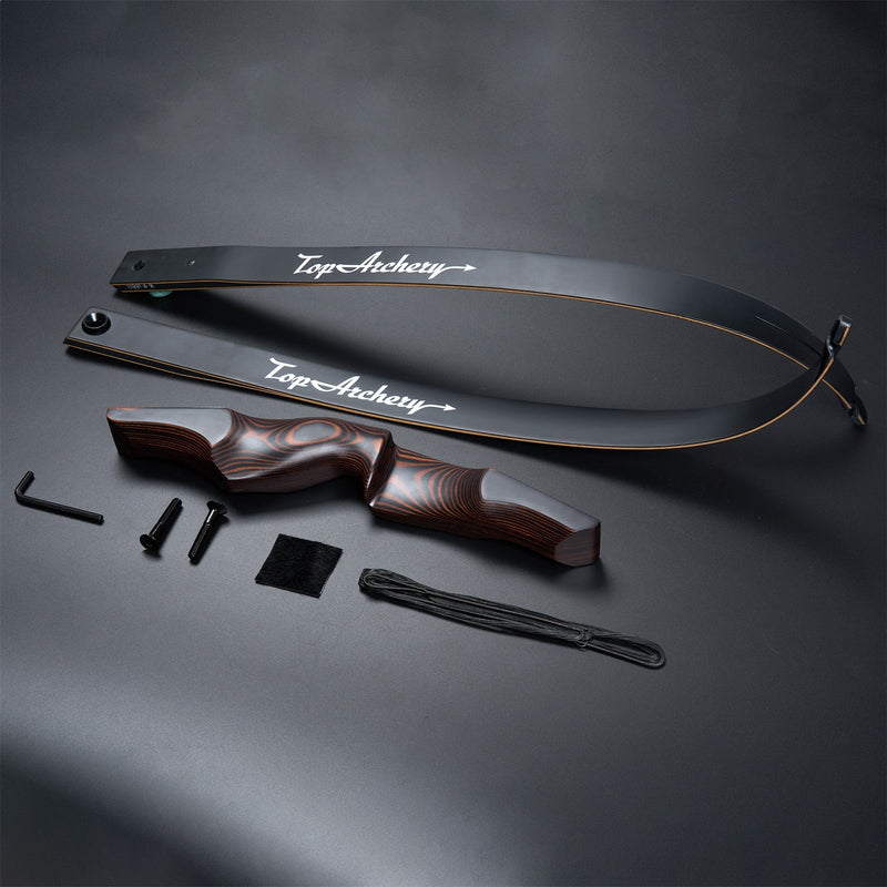 60" Archery Recurve Hunting Bow Wood Laminated Right Hand Bow 30-50lbs with 12pcs Carbon Arrows