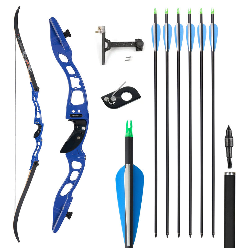 66" Archery Competition Recurve Bow and Arrow Set Right Hand for Beginner 18-50lbs
