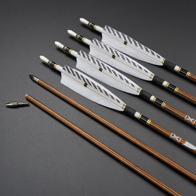 12pcs 32" Archery Pure Carbon Arrows Turkey Feather Fletched Spine 300-600