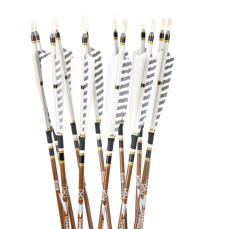 12pcs 32" Archery Pure Carbon Arrows Turkey Feather Fletched Spine 300-600