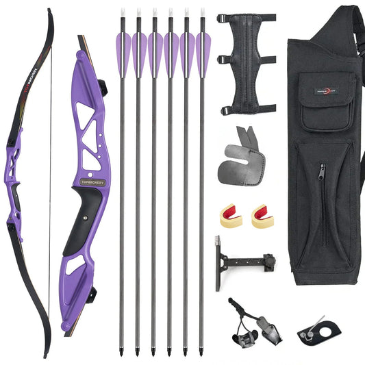 Archery 56" Beginner Competition Recurve Bow and Arrow Set RH Youth Target Shooting Practice Bow 18-50lbs