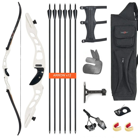Archery 66" Beginner Competition Recurve Bow Set RH Youth Target Shooting Practice Bow 20-40lbs