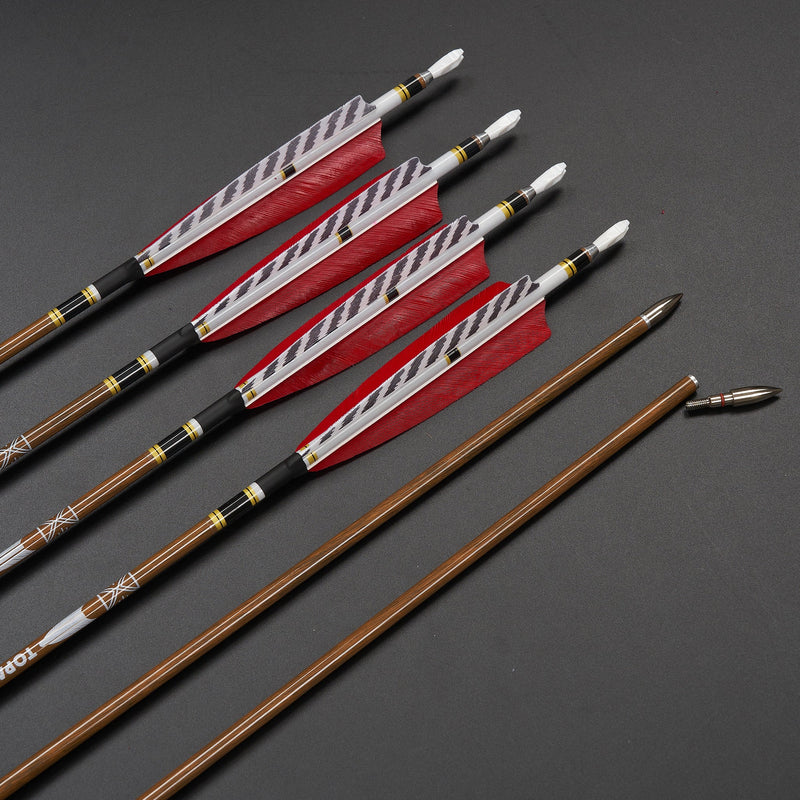 12pcs 31" Archery Pure Carbon Arrows Turkey Feather Fletched Spine 300-600