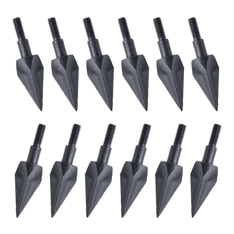 12Pcs 110Grain Black 3-Blade Thread Screw-in Broadheads Arrowheads Point Tips for Recurve Bow
