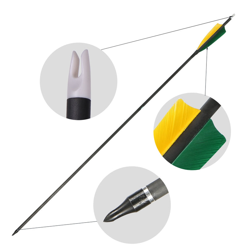 12pcs Archery 31" Turkey Feather Carbon Arrows Spine 400 Target Practice Arrows For Recurve Compound Bow