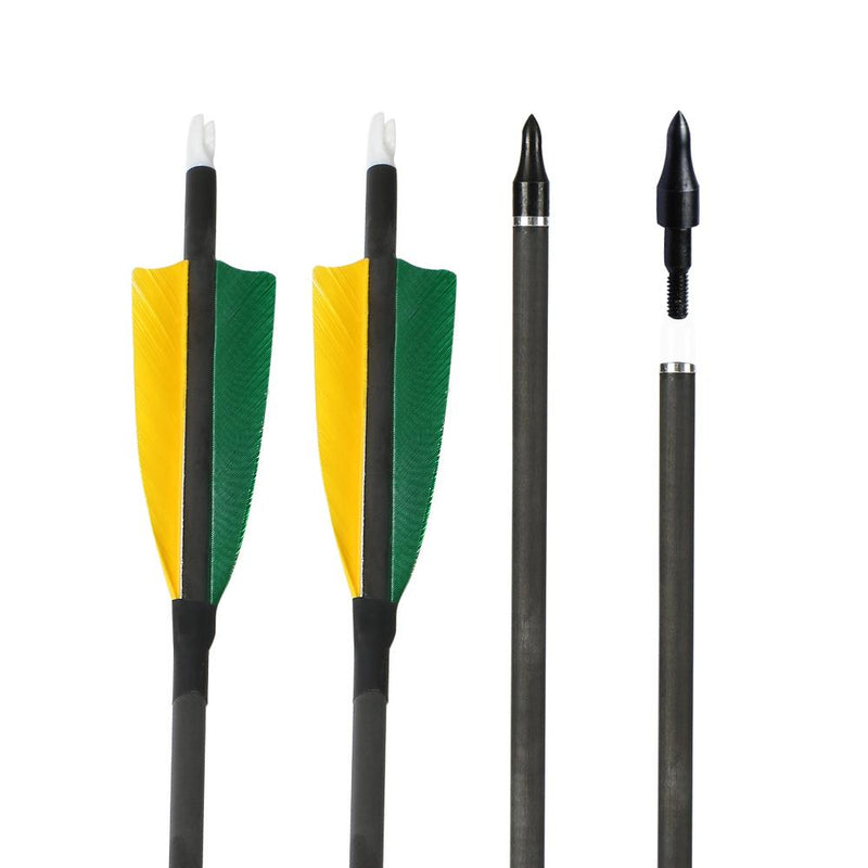 12pcs Archery 31" Turkey Feather Carbon Arrows Spine 400 Target Practice Arrows For Recurve Compound Bow