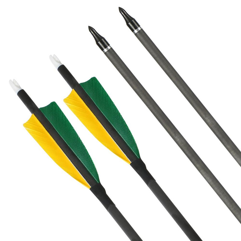 12pcs Archery 31" Turkey Feather Carbon Arrows Spine 400 Target Practice Arrows For Recurve Compound Bow