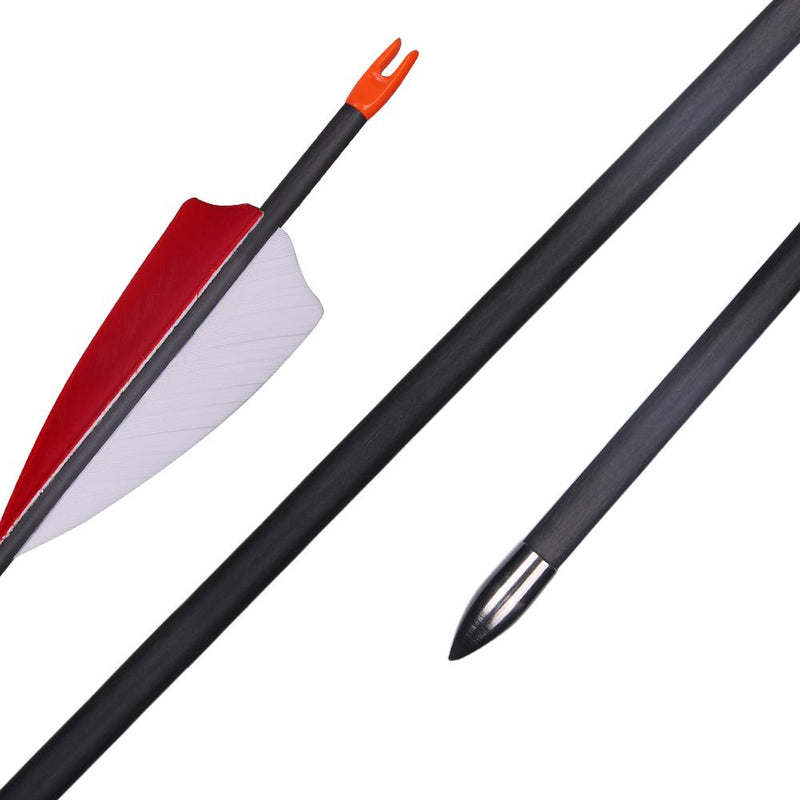 12Pcs 29" Archery Turkey Feather Pure Carbon Arrows Spine 700 for Recurve Bow Longbow