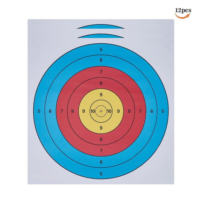 12Pcs Archery Target Paper Faces 40cm for Bow Arrow Practice Training Shooting