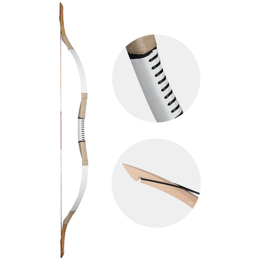 Archery Traditional Recurve Bow One-Piece Powerful Hunting Bow Target Practice Bow 30-70lbs