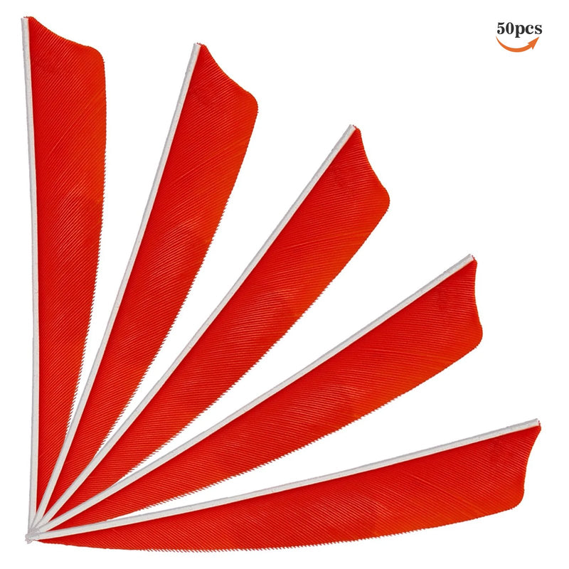 50Pcs Right Wing Traditional Orange Turkey Feathers Fletching for DIY Archery Arrows
