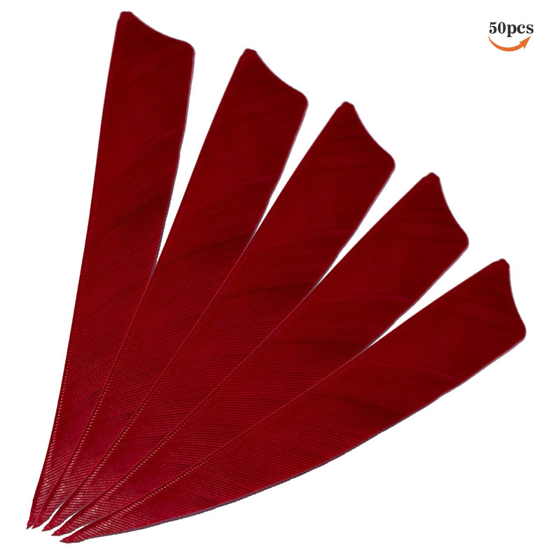 50Pcs Archery 4/5 Inch Turkey Feather Fletching Right Wing Red