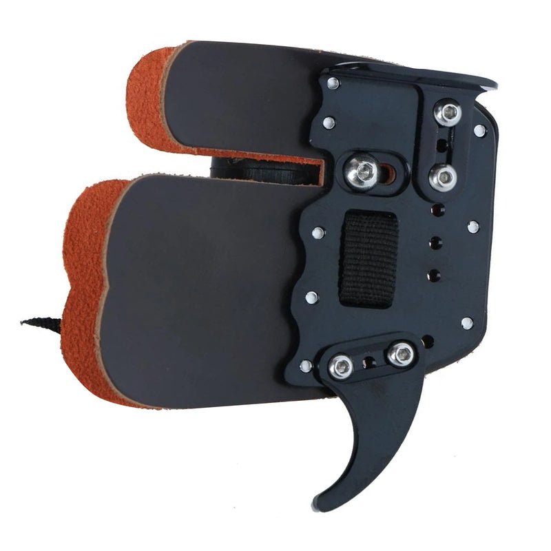 Archery Finger Glove Tab Genuine Leather and Aluminum Finger Guard Protect Pad